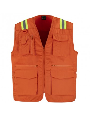 CHALECO GEOLOGO GABARDINA DUAL HI VIS CON CINTA DIA Y NOCHE