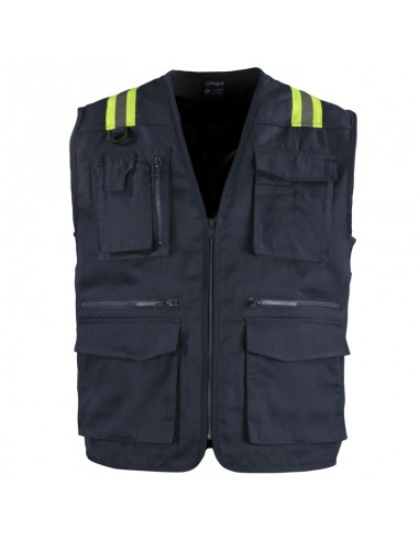 CHALECO GEOLOGO GABARDINA DUAL HI VIS CON CINTA DIA Y NOCHE